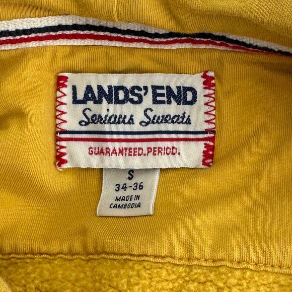 Lands' End Serious Sweats Fleece Full Zip Hoodie Yellow Men’s Size Small 34-36 - Picture 5 of 6
